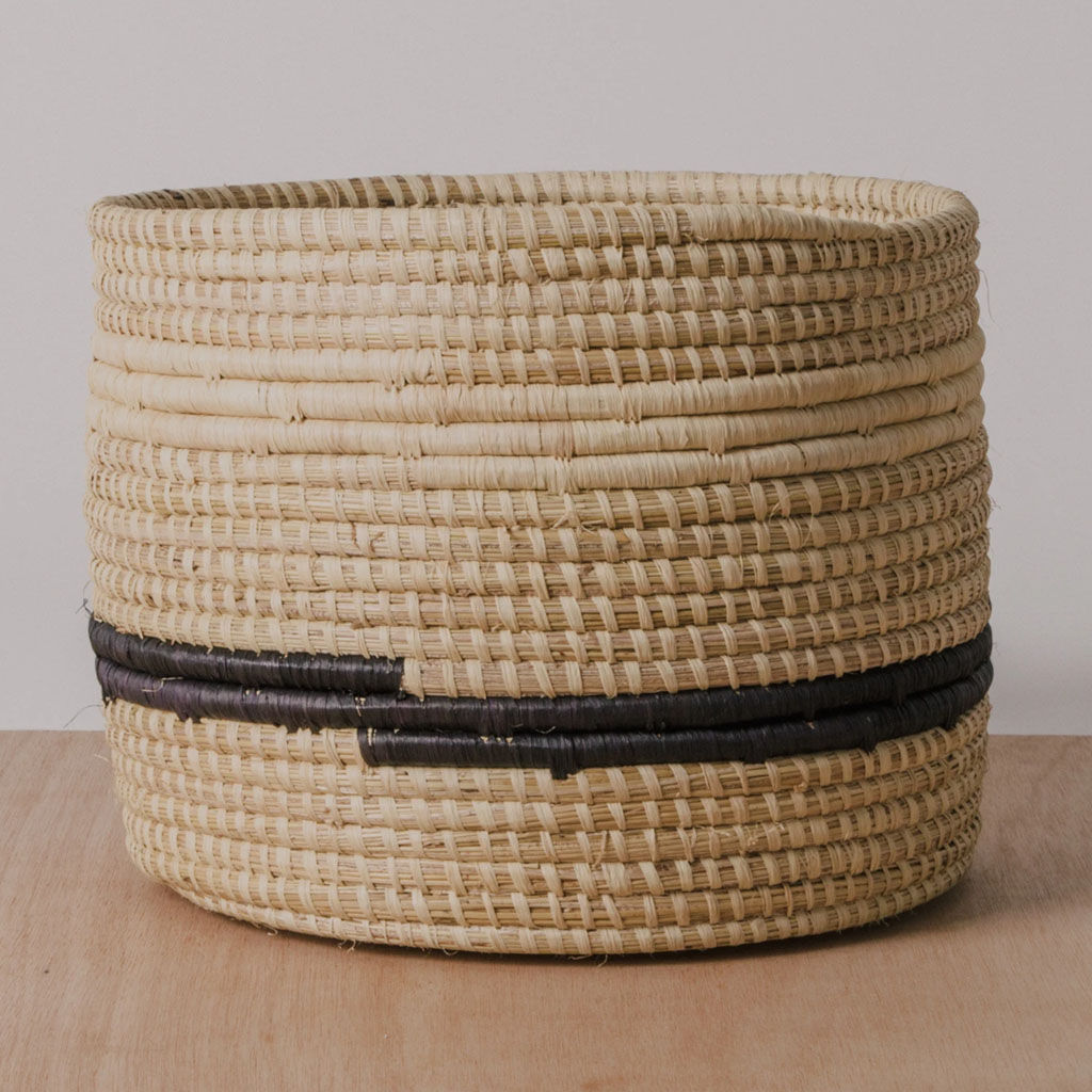 Kazi Striped Black Natural Storage Basket II — view 1